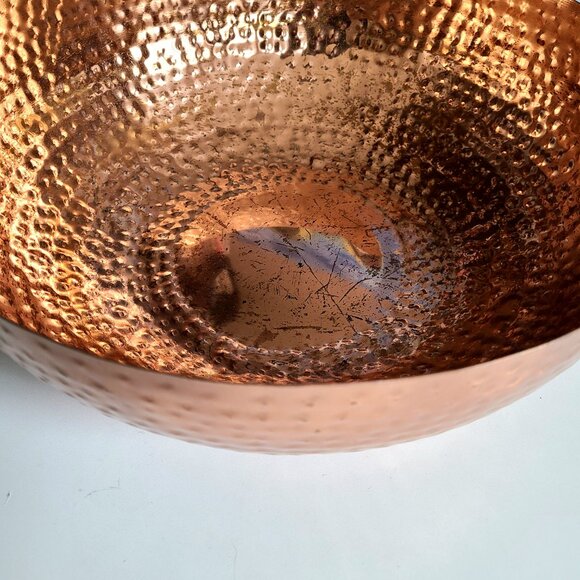 Large 14'' wide Creative Co-op Round Hammered Metal Bowl, Copper Finish - Picture 2 of 5
